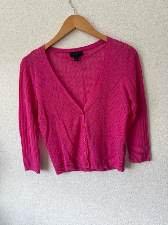 Worthington Sweaters - Worthington Hot Pink V-Neck Button-Up Cardigan